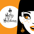 Halloween background with funny girl / vector