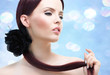 Foto: Beautiful woman on holiday background Beautiful woman on holiday background