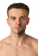 Man with a beard on half