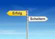 Schilder Erfolg oder Niederlage
