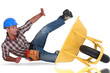 Laborer tumbling down from a barrow