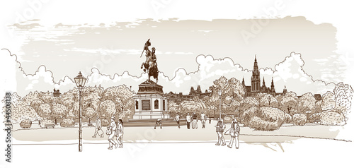 Vector: Panorama of Vienna. Vector drawing. Panorama of Vienna. Vector drawing.