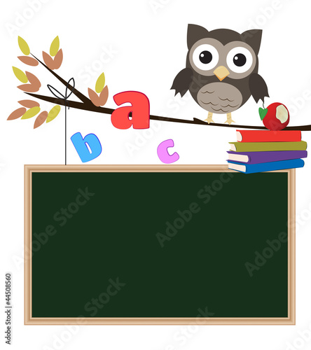 Illustration: Owl back to school isolated Owl back to school isolated