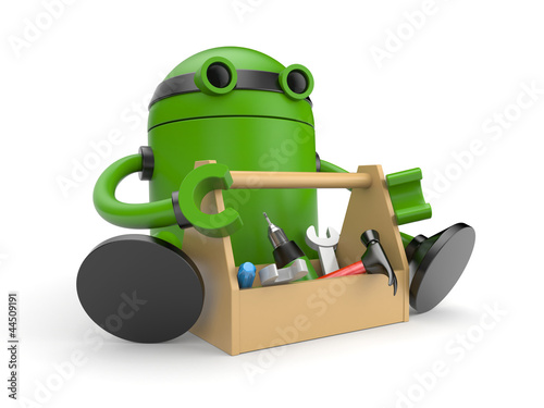 Illustration: Robot with toolbox Robot with toolbox