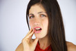 Beautiful girl with strong toothache