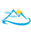 Blue cloudy mountains logo vector
