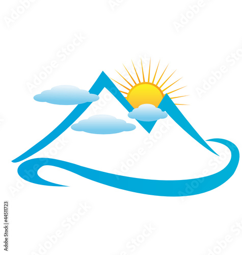 Vector: Blue cloudy mountains logo vector Blue cloudy mountains logo vector