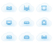 Audio video web icons, cloud buttons