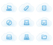 Drives and storage web icons, cloud buttons