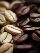 Close up of light and dark coffee beans