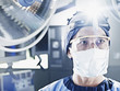 Close up of surgeon wearing headlamp