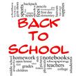 Back to School Word Cloud Concept in red & black