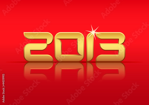 Vector: Gold 2013 year with reflection Gold 2013 year with reflection