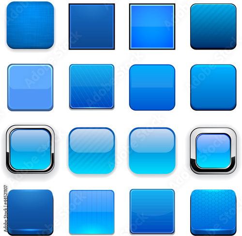 Vector: Blue square high-detailed web buttons. Blue square high-detailed web buttons.