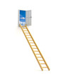 Ladder to sky door isolated over white background