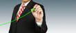 businessman hand drawing chart green arrow