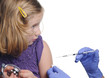 Child vaccinations on a white