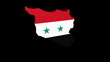 Syria map flag rotating on black animation