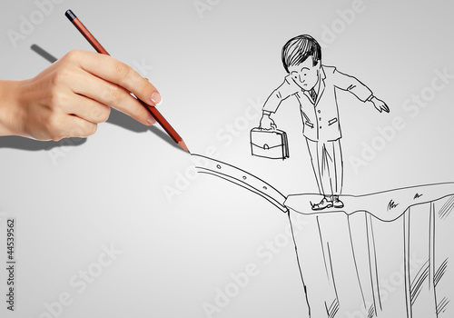 Photo: Businessman in risky situation Businessman in risky situation