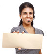 A friendly customer service girl with a headset