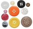 collection of various sewing button on white background