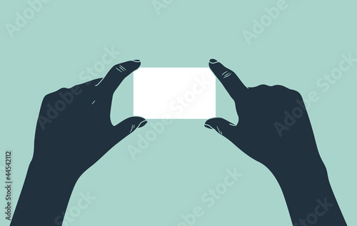 Vector: hand showing blank business card hand showing blank business card