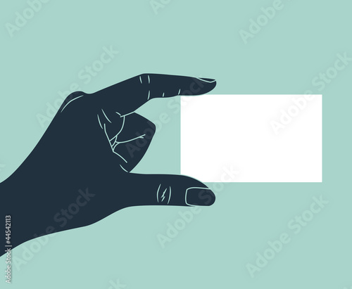 Vector: hand showing blank business card hand showing blank business card
