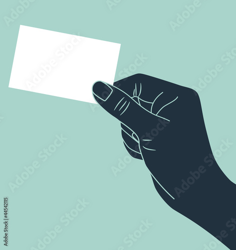 Vector: hand showing blank business card hand showing blank business card