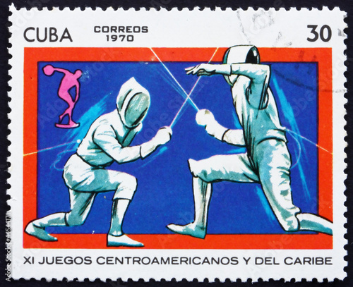 Photo: Postage stamp Cuba 1970 Fencing Postage stamp Cuba 1970 Fencing