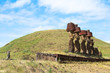 Moais in Anakena beach, Easter island, Chile
