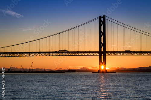 Photo: Sunset over the Forth Road Bridge in Scotland Sunset over the Forth Road Bridge in Scotland