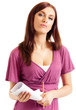Thinking businesswoman with pensil and document