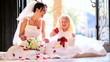Cute Blonde Flower Girl Laughing Bride