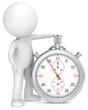 Illustration: Stopwatch. 3D little human character with a Stopwatch. Stopwatch. 3D little human character with a Stopwatch.