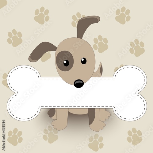 Vector: Label-shaped bone in the mouth of the dog Label-shaped bone in the mouth of the dog