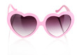Pink heart-shaped sunglasses isolated on white