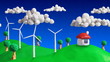 ecologic scene house and wind turbines loop clay animation