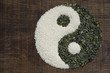 A yin yang made from edible seeds