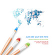 White background with three paintbrushes painting a bright world