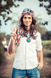 Photo: Hippie Portrait showing Peace Sign Hippie Portrait showing Peace Sign