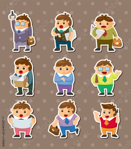 Vektor: cartoon office workers stickers cartoon office workers stickers
