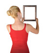 Woman Hanging Blank Art Frame