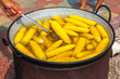 Photo: fresh corn in boiling water at market fresh corn in boiling water at market