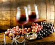 bicchieri vino rosso uva e botte