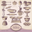 vector set: Patisserie - vintage baking design elements