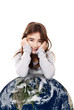 Girl with the planet earth