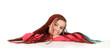 beautiful girl with braids resting her arms on table
