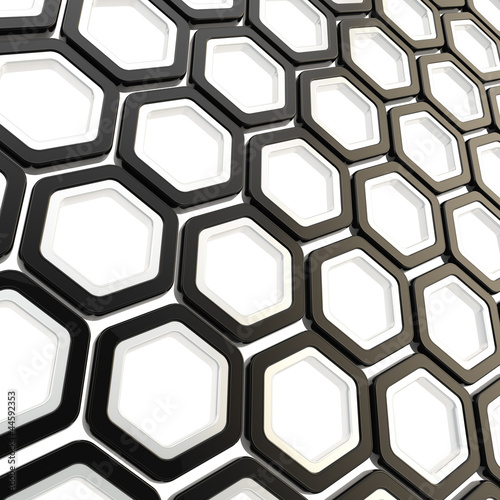 Illustration: Glossy hexagon segments as abstract background Glossy hexagon segments as abstract background