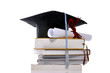 Graduation Cap, Books, And Scroll
