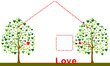 love home with heart trees